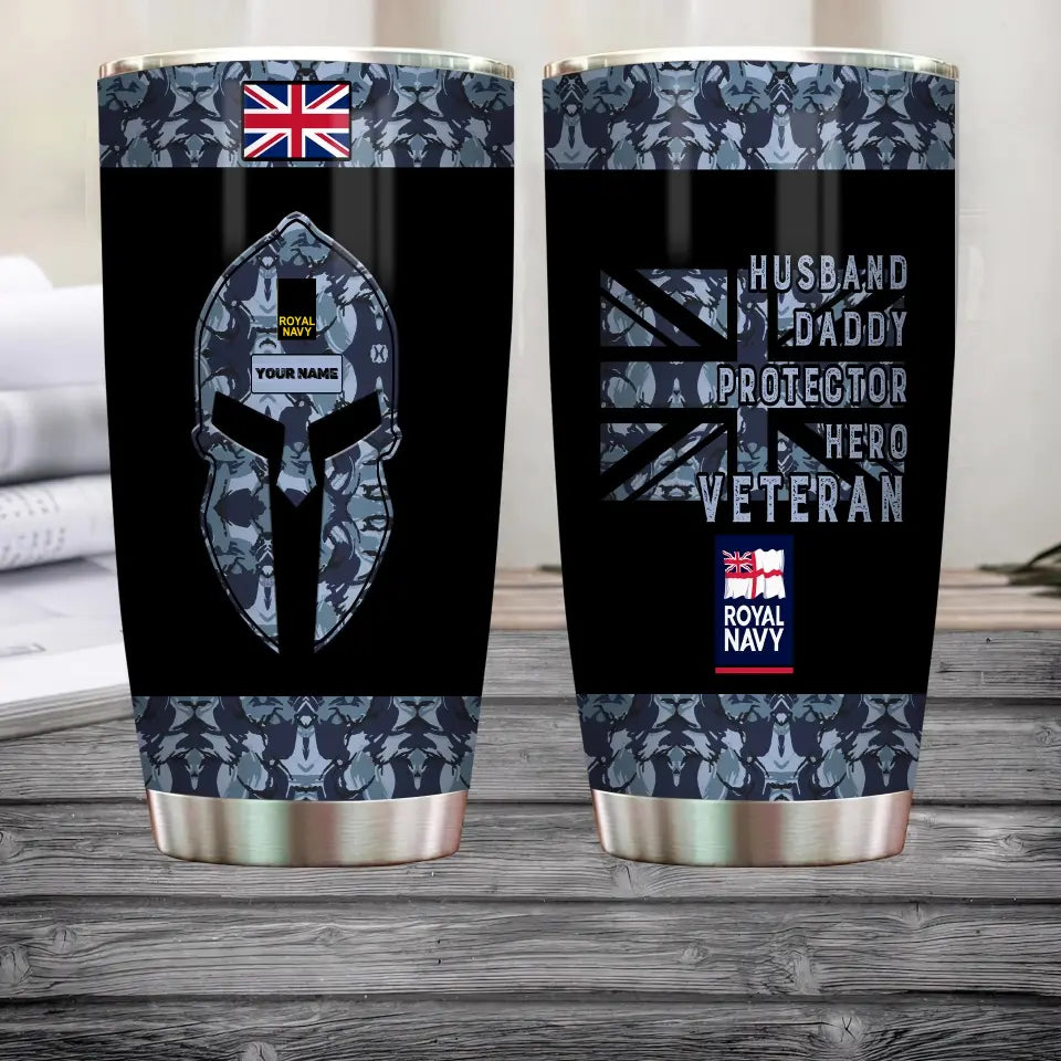 Personalized United Kingdom Veteran/ Soldier With Rank And Name Camo Tumbler All Over Printed 0202240001