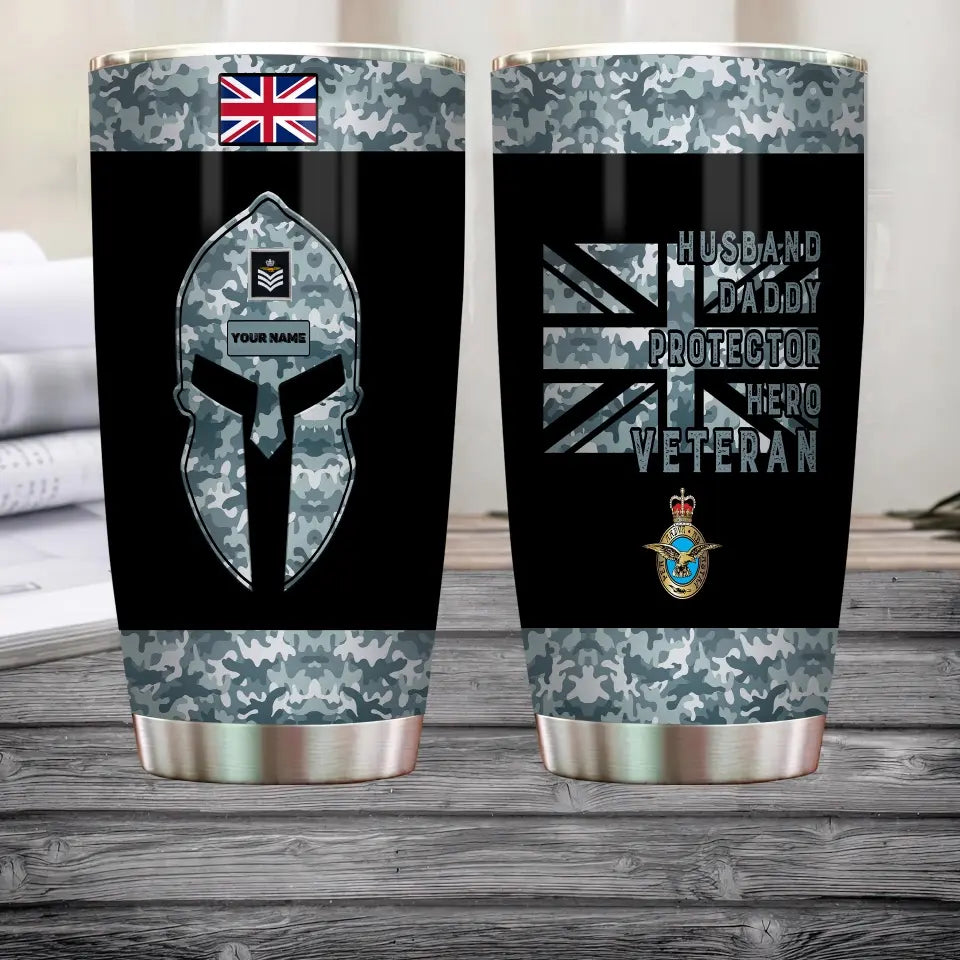 Personalized United Kingdom Veteran/ Soldier With Rank And Name Camo Tumbler All Over Printed 0202240001