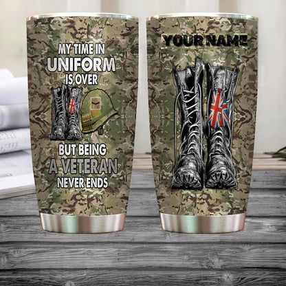 Personalized United Kingdom Veteran/ Soldier With Rank And Name Camo Tumbler All Over Printed 0202240014