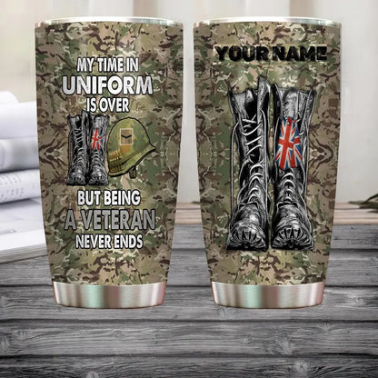 Personalized United Kingdom Veteran/ Soldier With Rank And Name Camo Tumbler All Over Printed - 1706832013