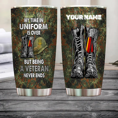 Personalized German Veteran/ Soldier With Rank And Name Camo Tumbler All Over Printed - 16832448
