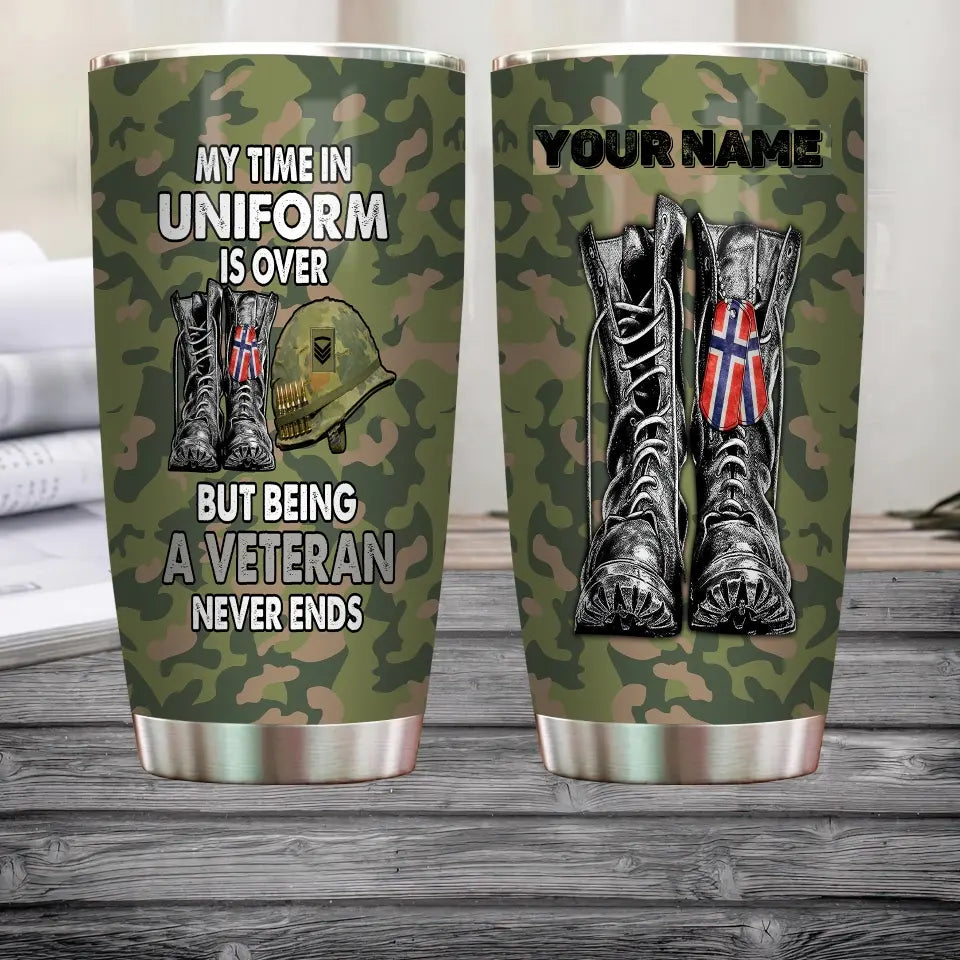 Personalized Norway Veteran/Soldier With Rank And Name Camo Tumbler All Over Printed - 0505230001