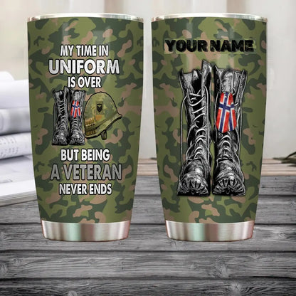 Personalized Norway Veteran/Soldier With Rank And Name Camo Tumbler All Over Printed - 16832448
