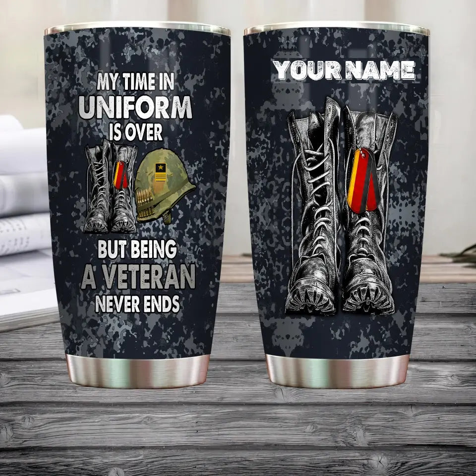 Personalized German Veteran/ Soldier With Rank And Name Camo Tumbler All Over Printed 0505230001