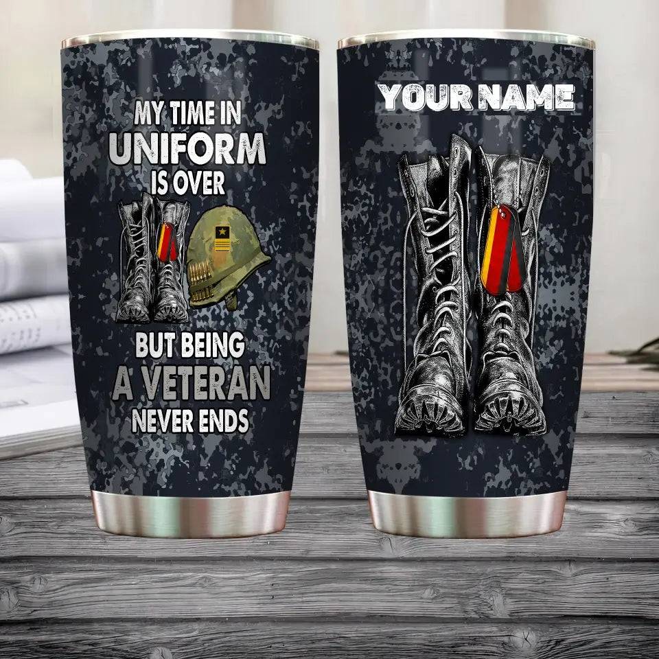 Personalized German Veteran/ Soldier With Rank And Name Camo Tumbler All Over Printed - 16832448