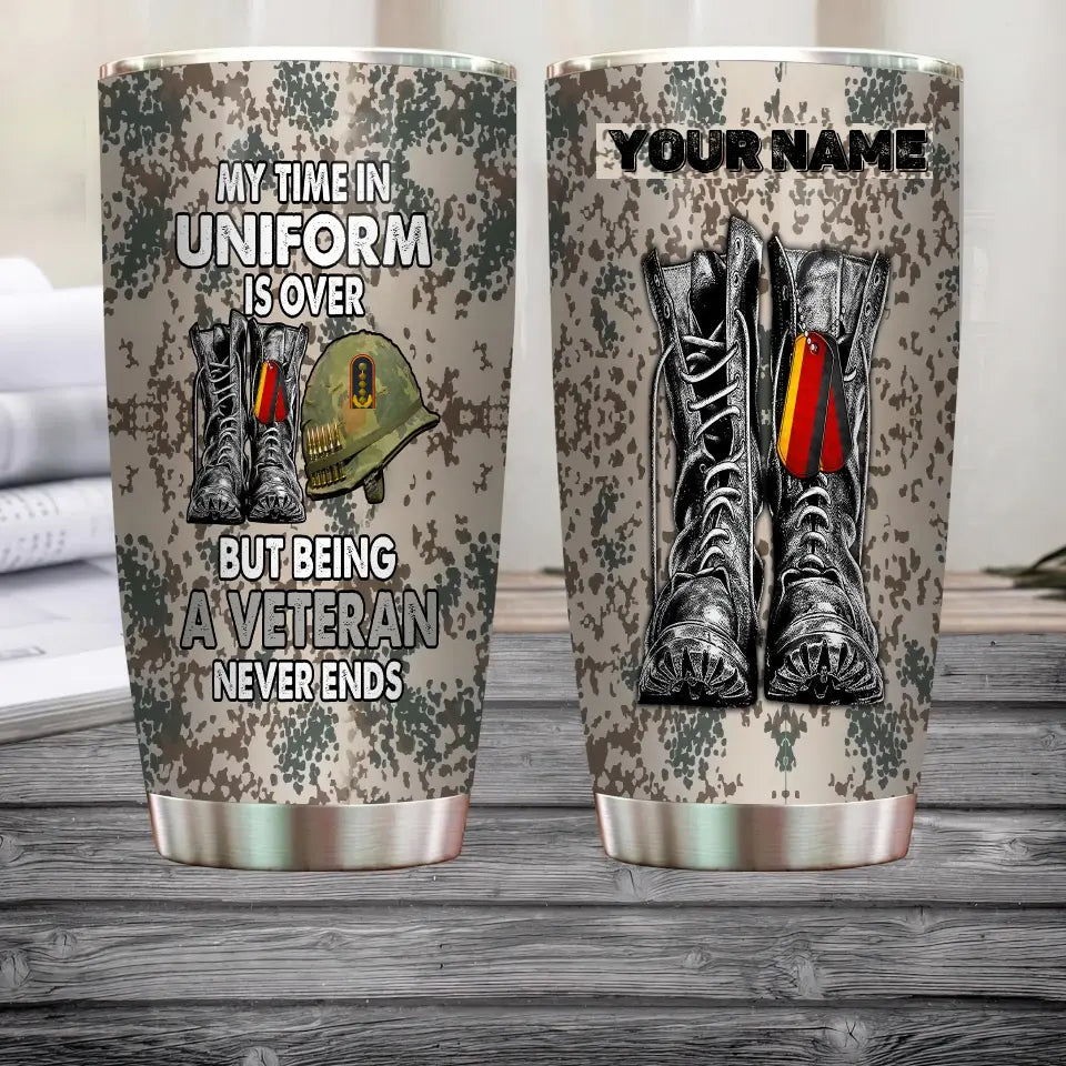 Personalized German Veteran/ Soldier With Rank And Name Camo Tumbler All Over Printed - 16832448