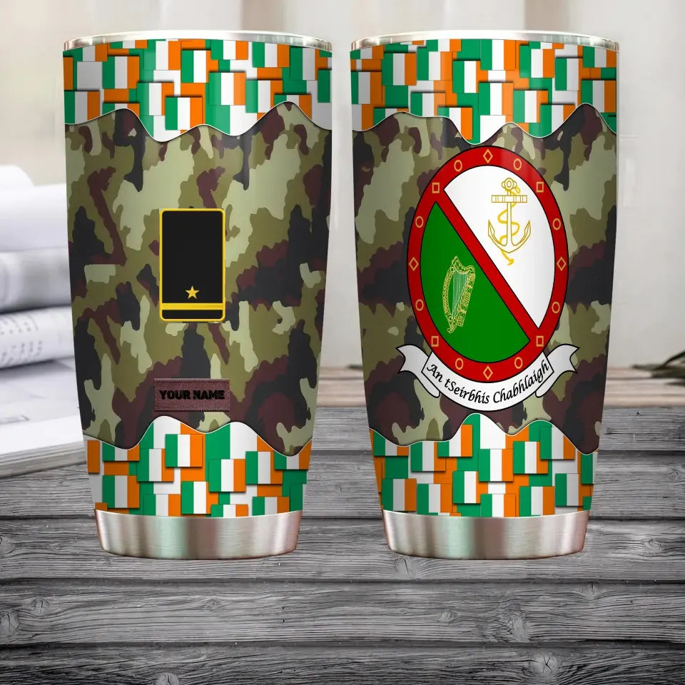 Personalized Irish Veteran/Soldier With Rank And Name Camo Tumbler All Over Printed - 1682812803
