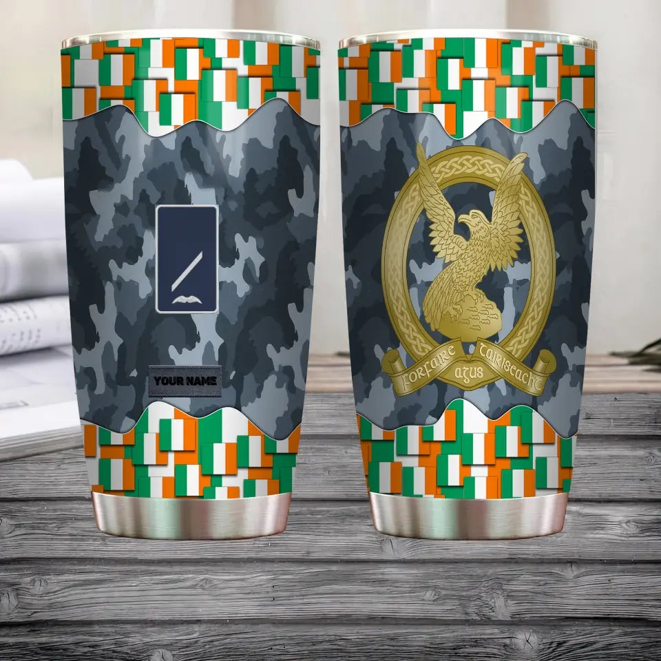 Personalized Irish Veteran/Soldier With Rank And Name Camo Tumbler All Over Printed - 1682812803