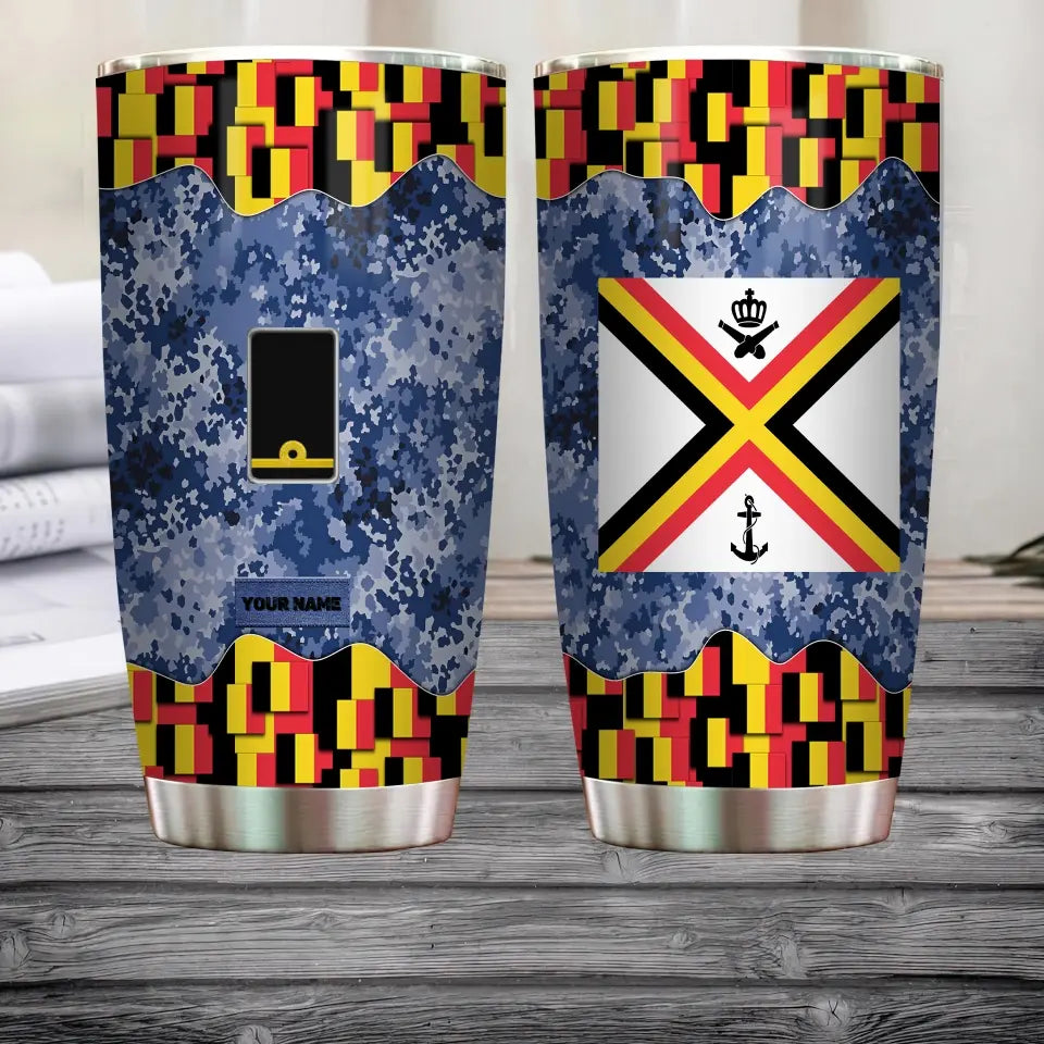 Personalized Belgian Veteran/Soldier With Rank And Name Camo Tumbler All Over Printed - 1682812803