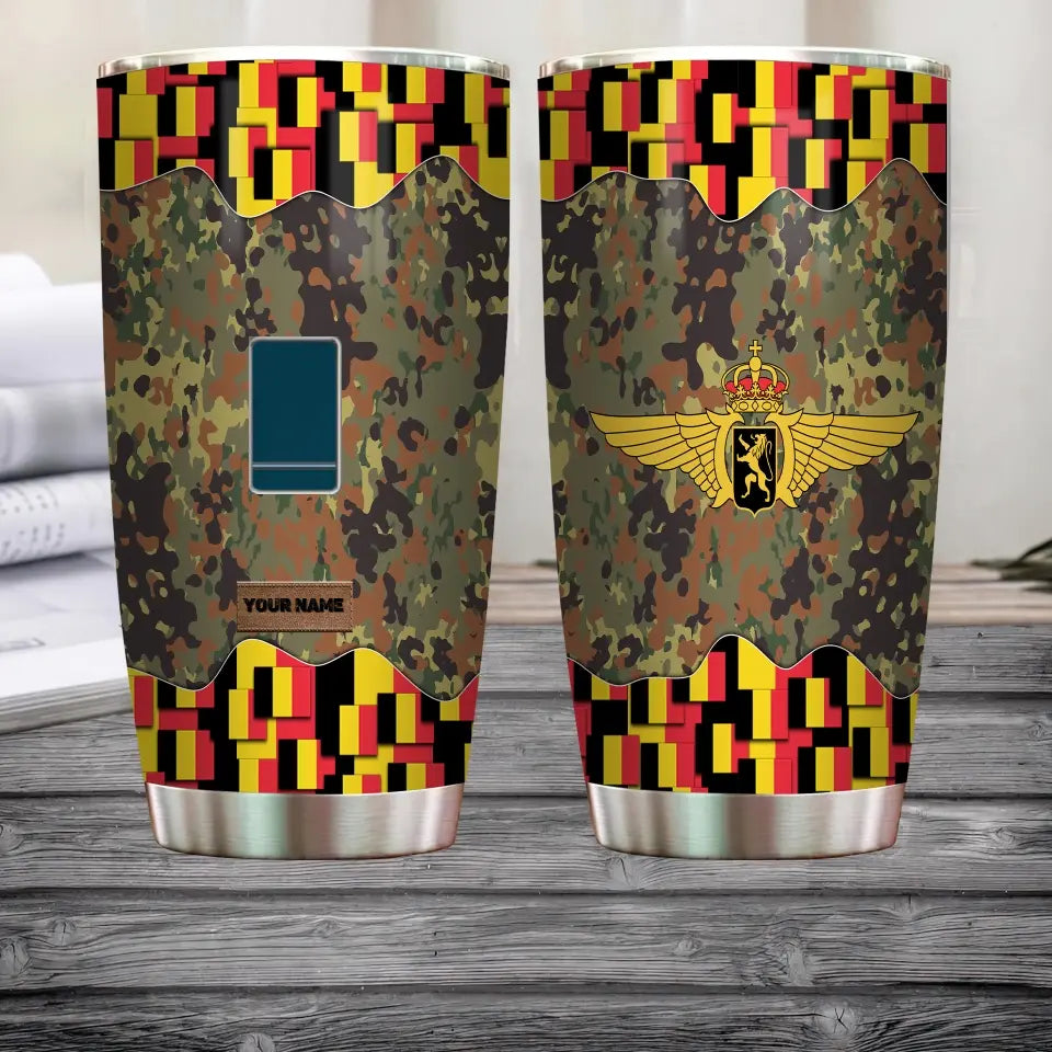 Personalized Belgian Veteran/Soldier With Rank And Name Camo Tumbler All Over Printed - 3004230004