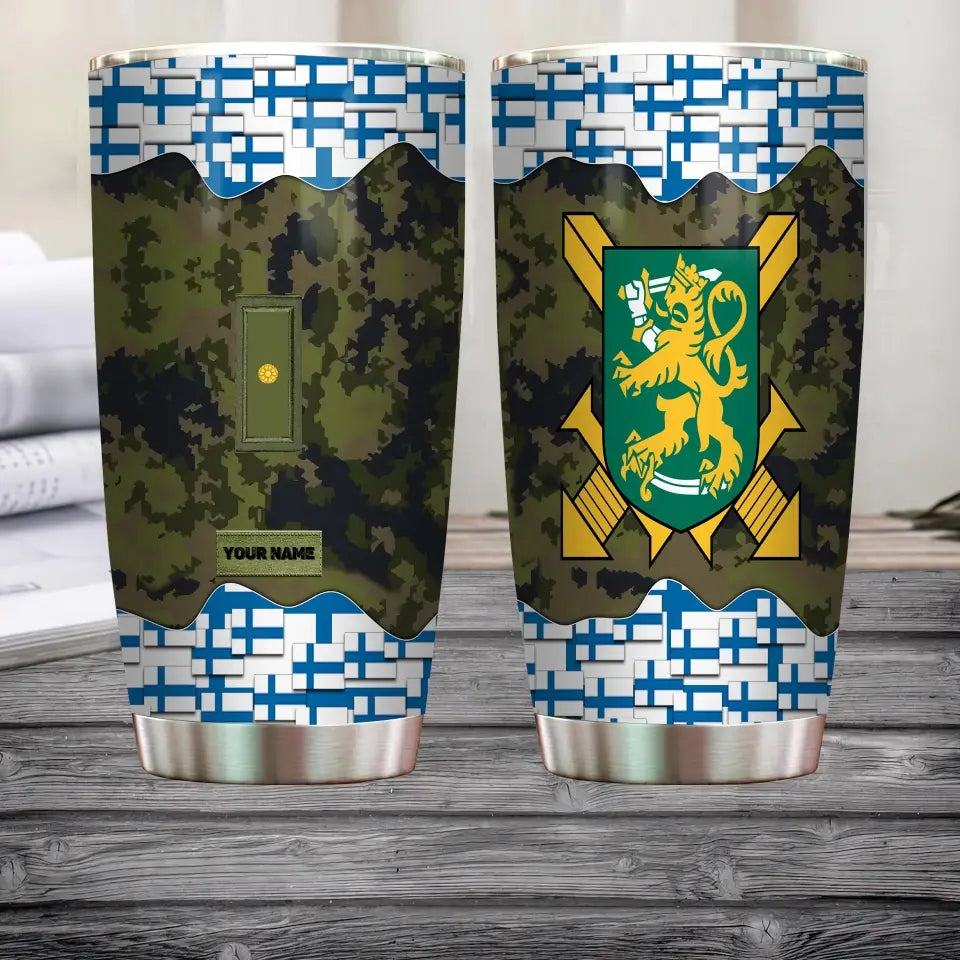 Personalized Finnish Veteran/Soldier With Rank And Name Camo Tumbler All Over Printed - 3004230004