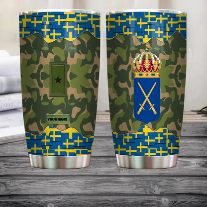 Personalized Swedish Veteran/Soldier With Rank And Name Camo Tumbler All Over Printed - 3004230004