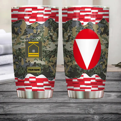Personalized Austrian Veteran/Soldier With Rank And Name Camo Tumbler All Over Printed - 3004230004