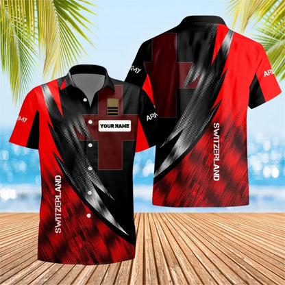 Personalized Swiss Solider/ Veteran Camo With Name And Rank Hawaii Shirt 3D Printed - 16835040