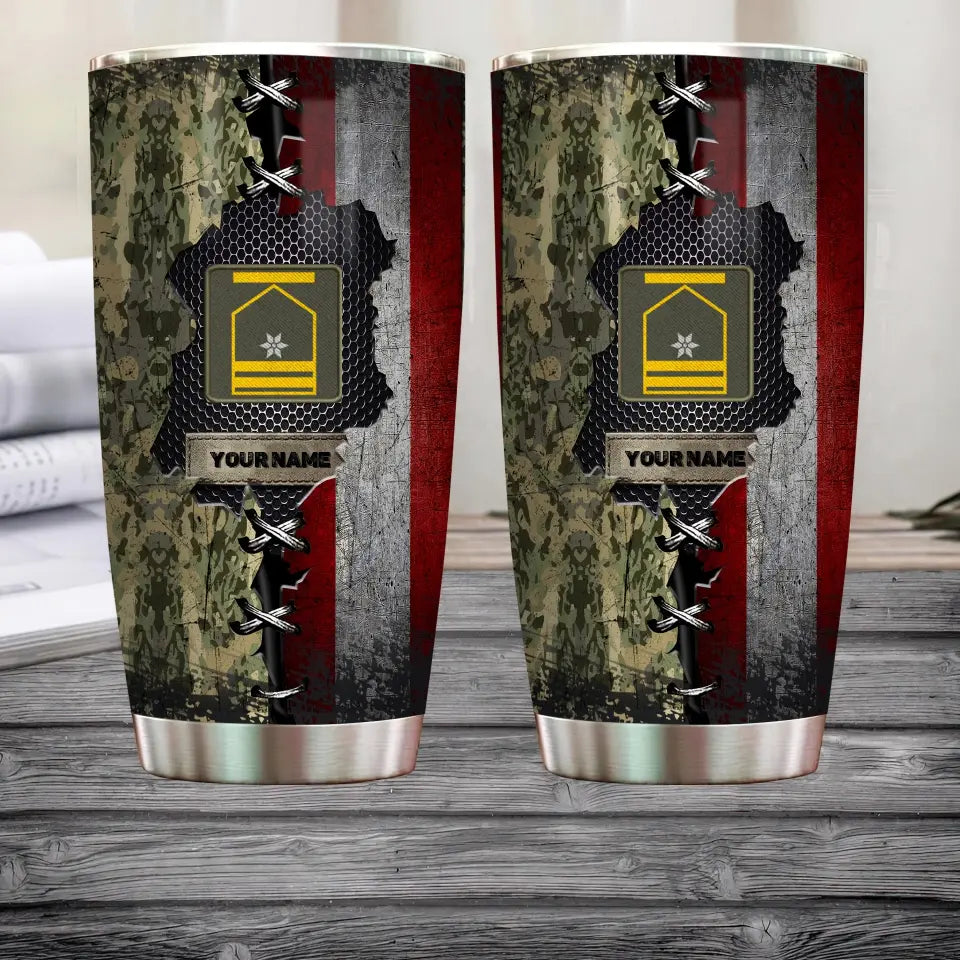 Personalized Austrian Veteran/Soldier With Rank And Name Camo Tumbler All Over Printed - 0805230003