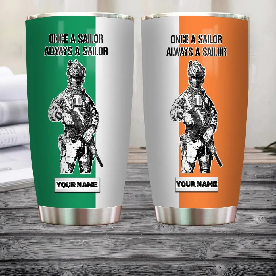 Personalized Irish Veteran/Soldier With Name Camo Tumbler All Over Printed - 1683504001