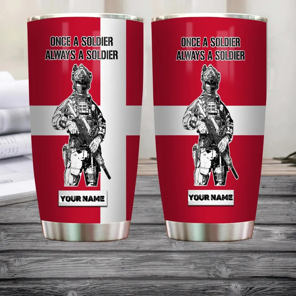 Personalized Danish Veteran/Soldier With Name Camo Tumbler All Over Printed - 1683504001