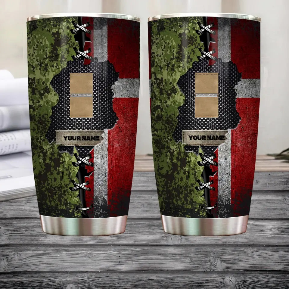 Personalized Danish Veteran/Soldier With Rank And Name Camo Tumbler All Over Printed - 1683504002