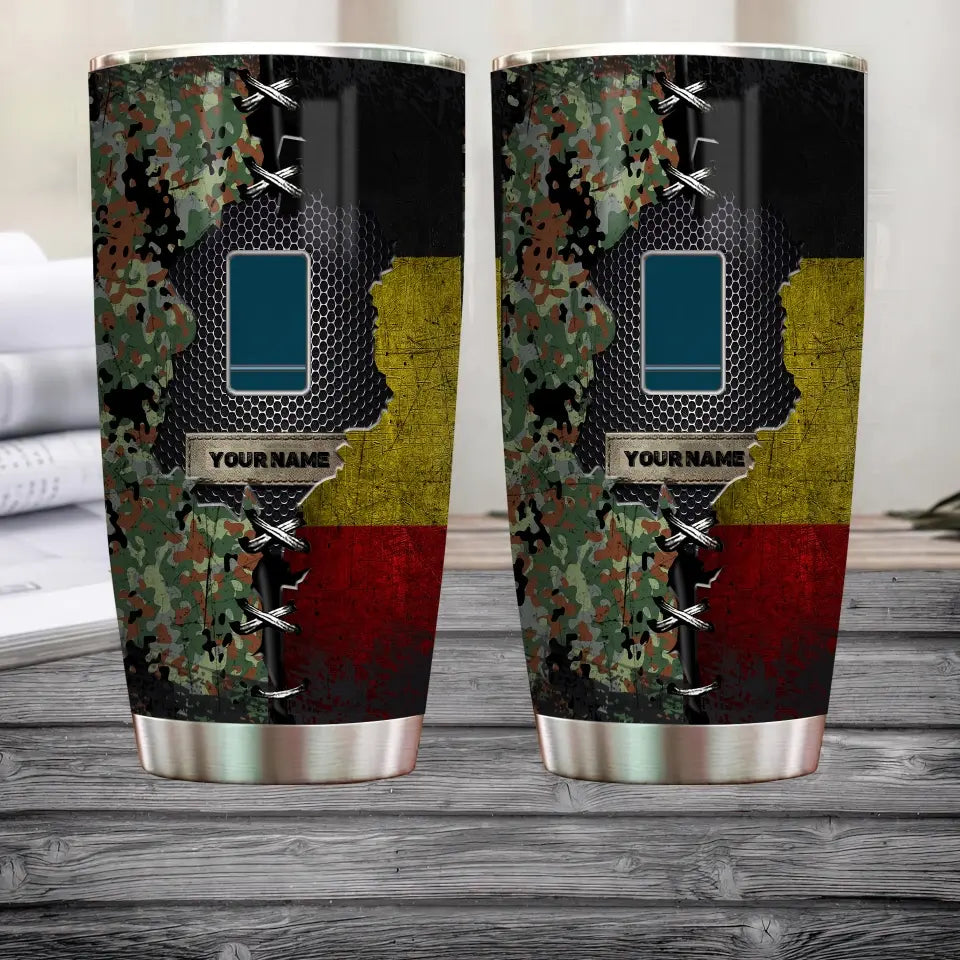 Personalized Belgian Veteran/Soldier With Rank And Name Camo Tumbler All Over Printed - 1683504002
