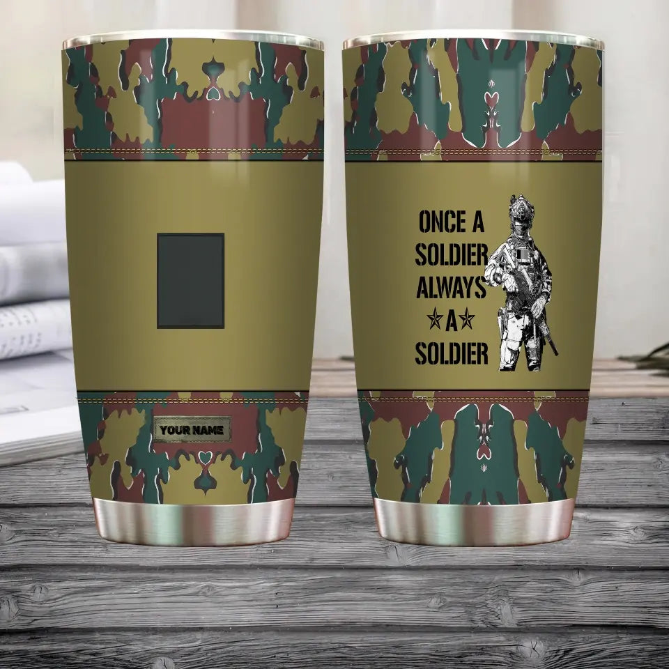 Personalized Belgian Veteran/Soldier With Rank And Name Camo Tumbler All Over Printed - 0805230004