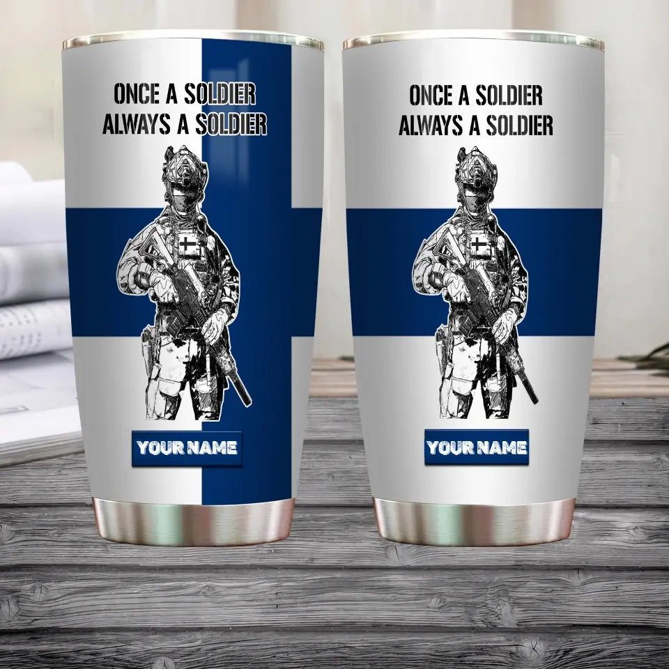 Personalized Finnish Veteran/Soldier With Name Camo Tumbler All Over Printed - 0805230002