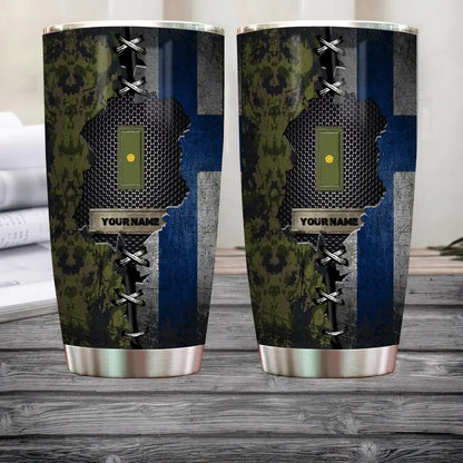Personalized Finnish Veteran/Soldier With Rank And Name Camo Tumbler All Over Printed - 1683504002