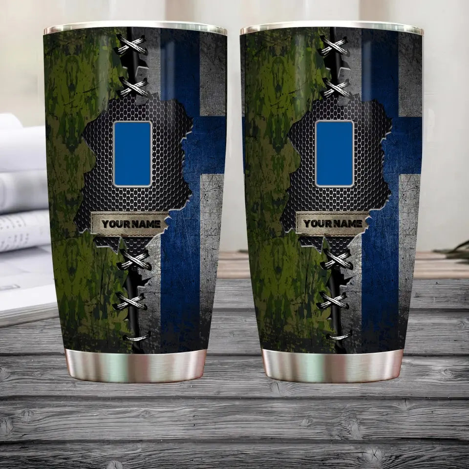 Personalized Finnish Veteran/Soldier With Rank And Name Camo Tumbler All Over Printed - 1683504002