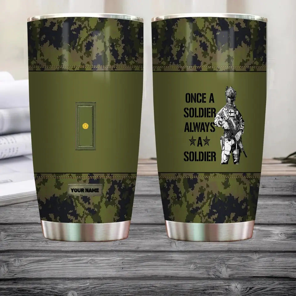 Personalized Finnish Veteran/Soldier With Rank And Name Camo Tumbler All Over Printed - 1683504003