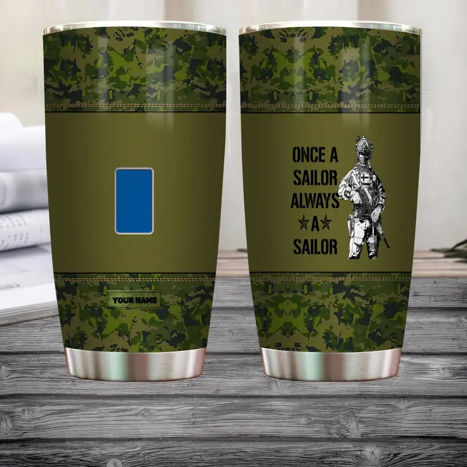 Personalized Finnish Veteran/Soldier With Rank And Name Camo Tumbler All Over Printed - 1683504003