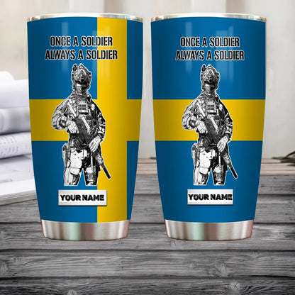 Personalized Swedish Veteran/Soldier With Name Camo Tumbler All Over Printed - 0805230002