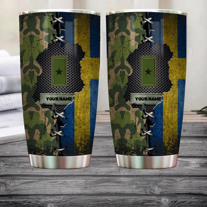 Personalized Swedish Veteran/Soldier With Rank And Name Camo Tumbler All Over Printed - 0805230003