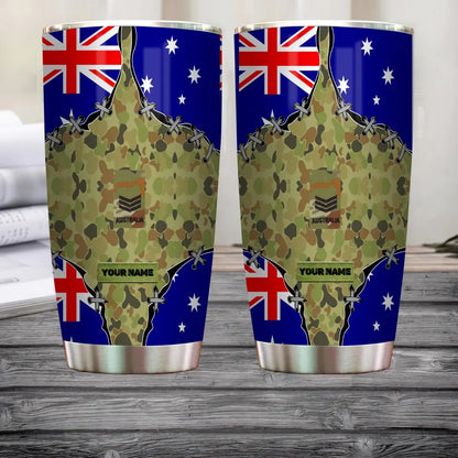 Personalized Australian Veteran/ Soldier With Rank And Name Camo Tumbler All Over Printed - 2305230001-D04