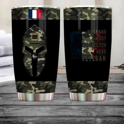 Personalized France Veteran/ Soldier With Rank And Name Camo Tumbler All Over Printed - 2905230003 - D04