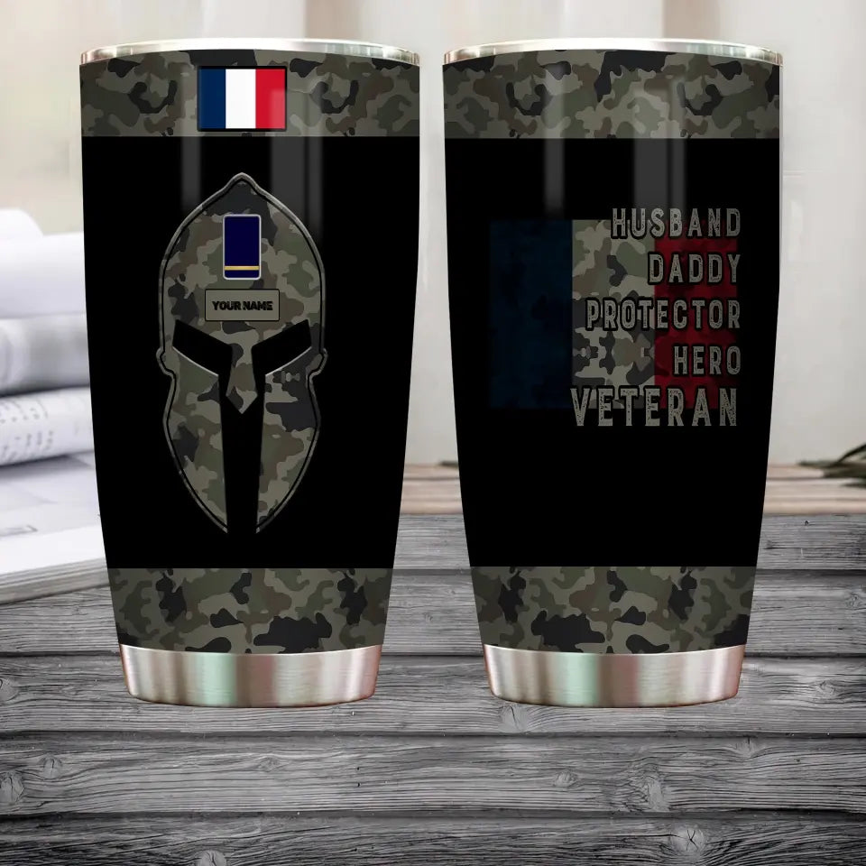 Personalized France Veteran/ Soldier With Rank And Name Camo Tumbler All Over Printed - 2905230003 - D04