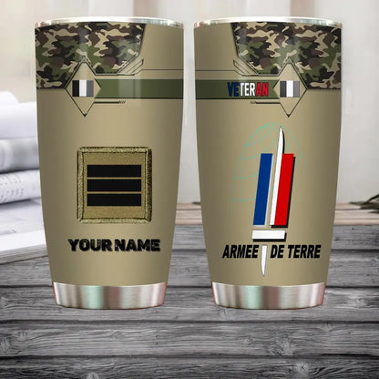 Personalized France Veteran/ Soldier With Rank And Name Camo Tumbler All Over Printed - 16849728