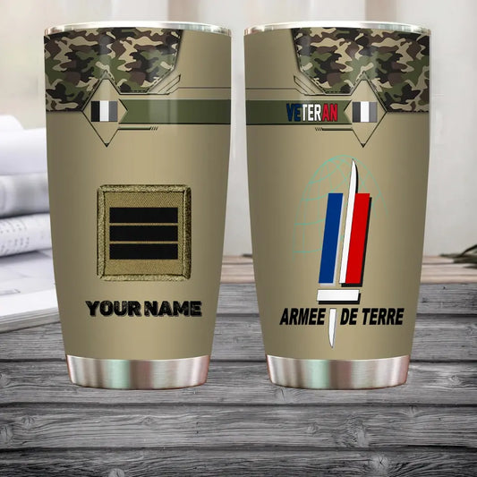 Personalized France Veteran/ Soldier With Rank And Name Camo Tumbler All Over Printed - 16849728