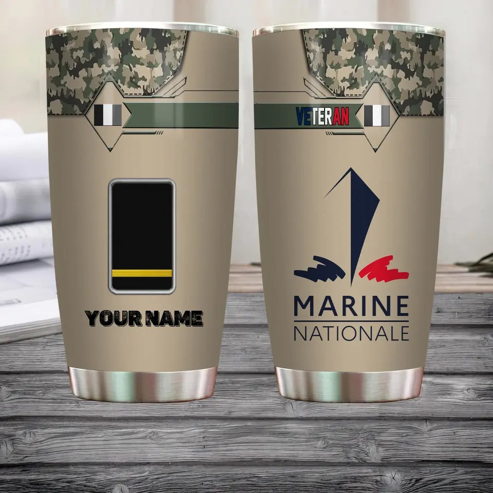 Personalized France Veteran/ Soldier With Rank And Name Camo Tumbler All Over Printed - 16849728