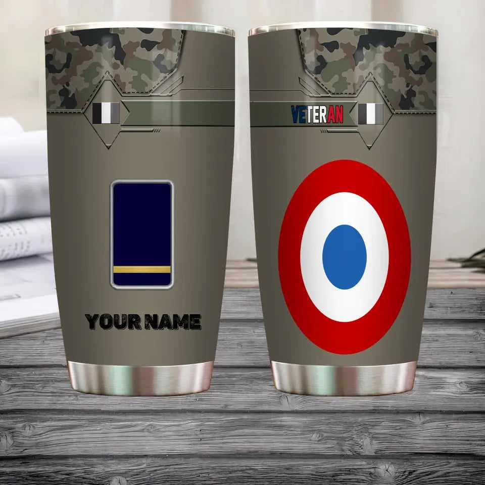 Personalized France Veteran/ Soldier With Rank And Name Camo Tumbler All Over Printed - 16849728