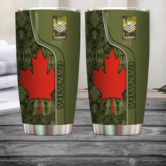 Personalized Canadian Veteran/ Soldier With Rank And Name Camo Tumbler All Over Printed 2605230001-D04