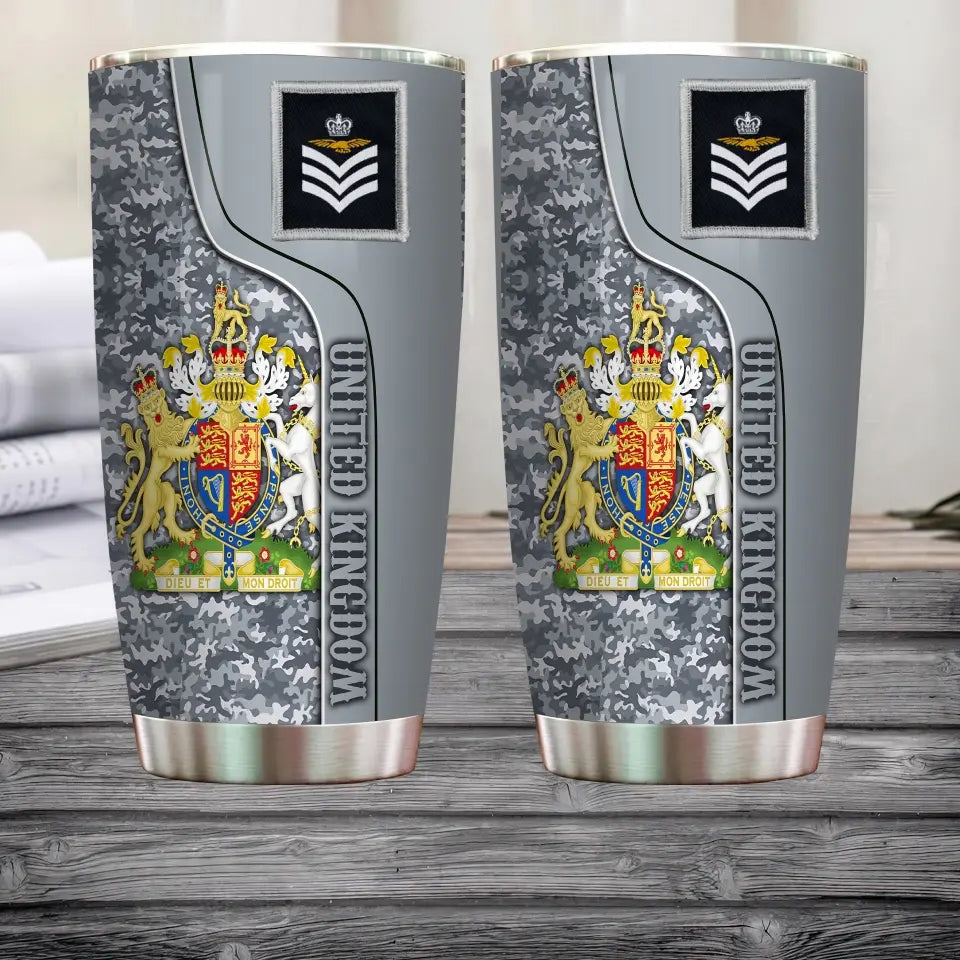 Personalized United Kingdom Veteran/ Soldier With Rank And Name Camo Tumbler All Over Printed - 1706832018