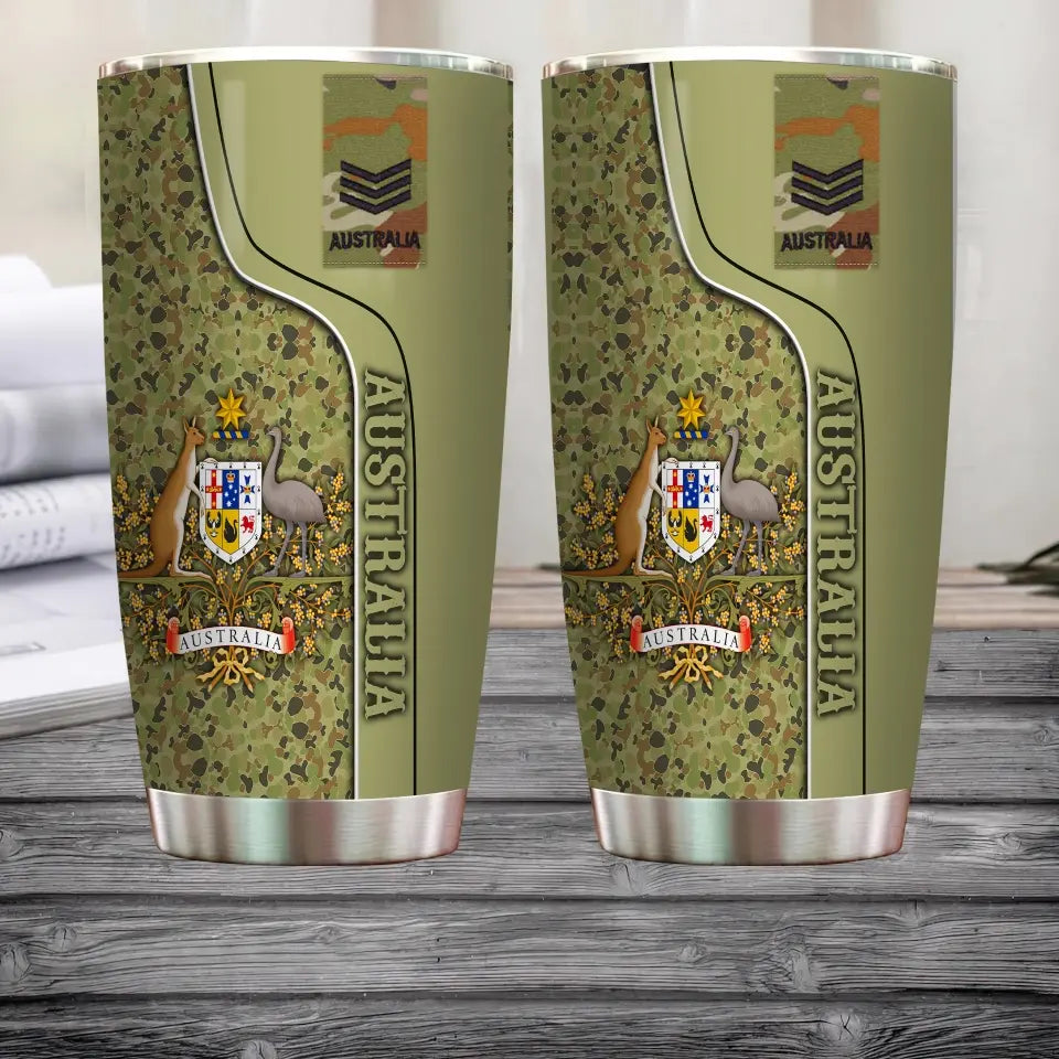 Personalized Australian Veteran/ Soldier With Rank  Camo Tumbler All Over Printed - 2605230002 - D04