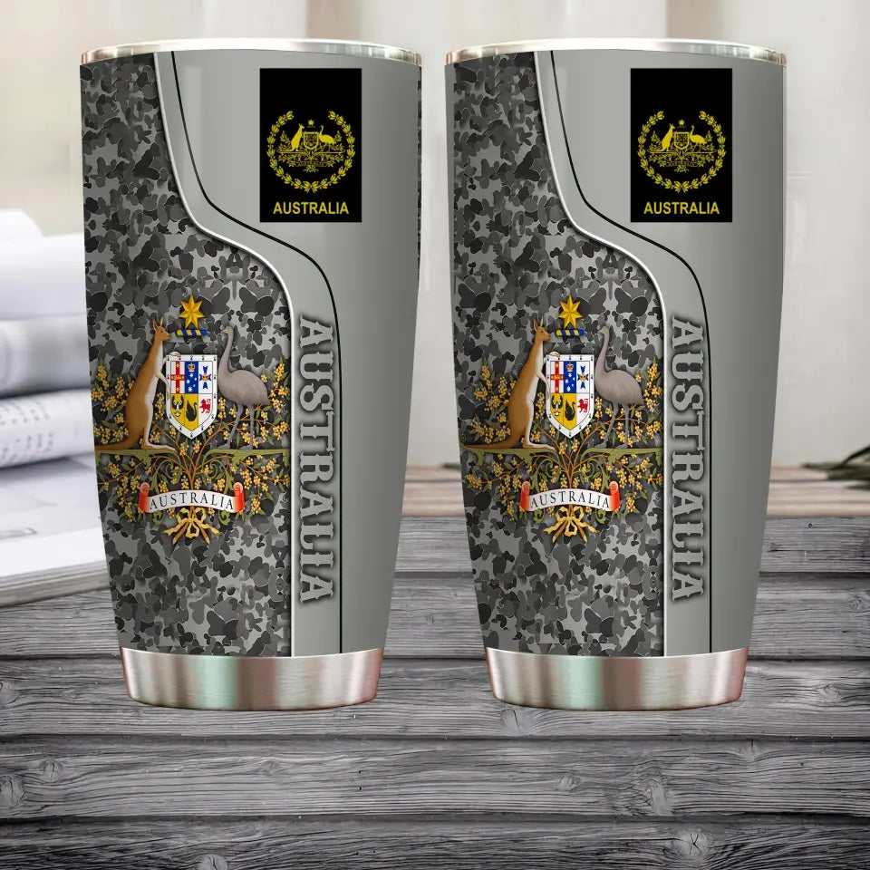 Personalized Australian Veteran/ Soldier With Rank  Camo Tumbler All Over Printed - 0302240017