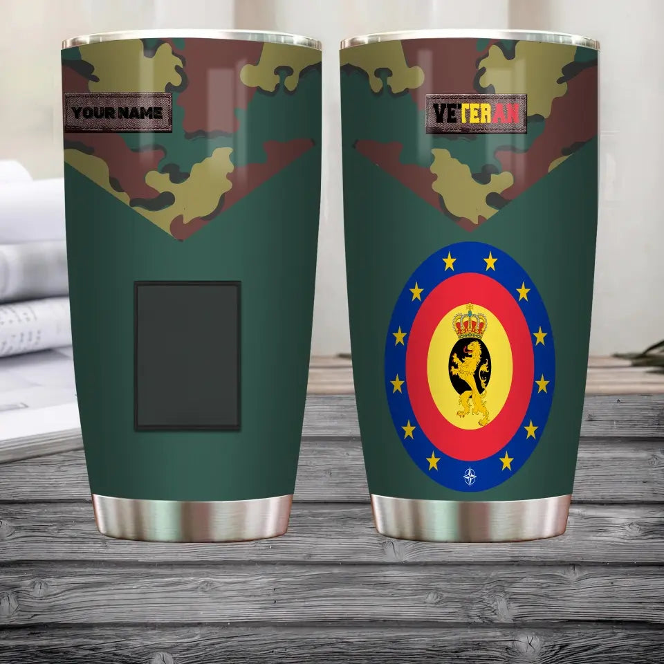 Personalized  Belgium Veteran/ Soldier With Rank And Name Camo Tumbler All Over Printed - 1685318402 - D04