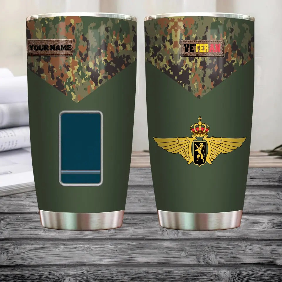 Personalized  Belgium Veteran/ Soldier With Rank And Name Camo Tumbler All Over Printed - 1685318402 - D04