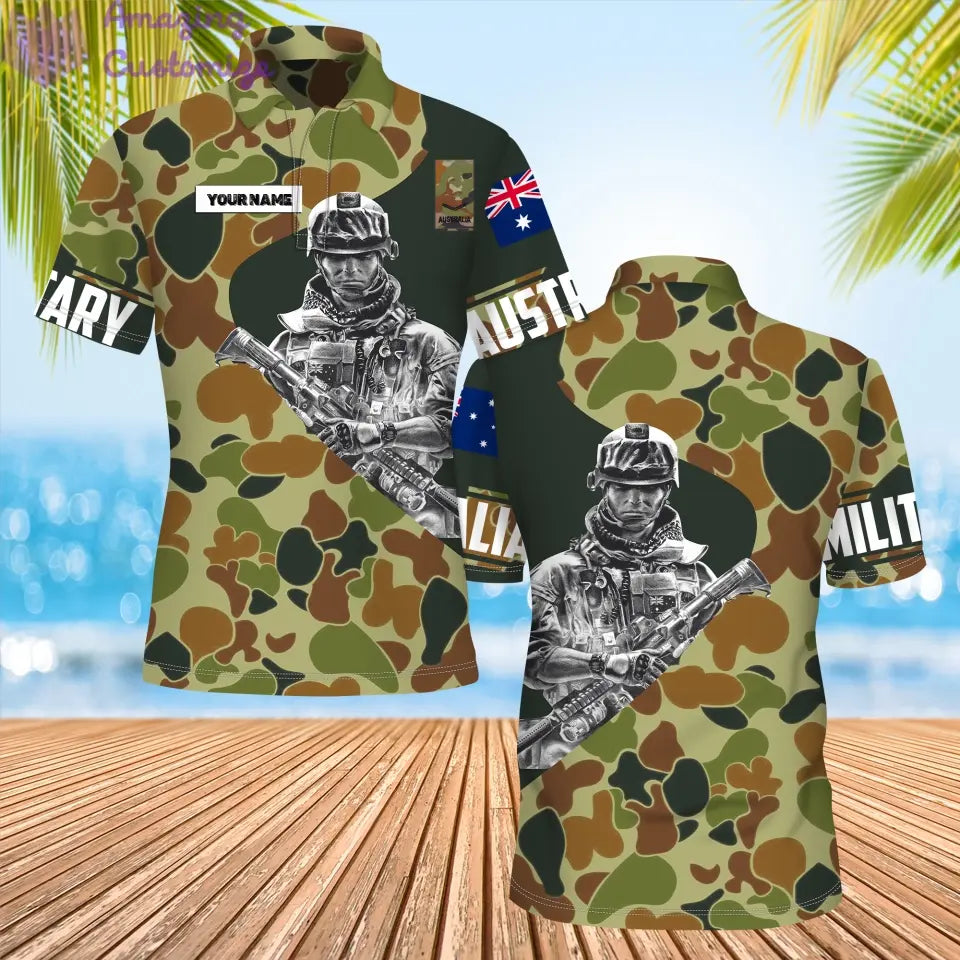 Personalized Australia Soldier/ Veteran Camo With Name And Rank POLO 3D Printed - 0206230003-D04