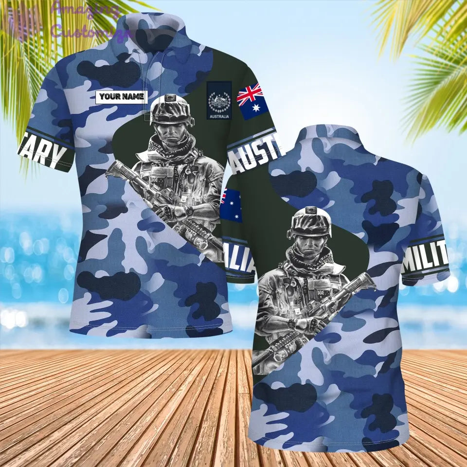 Personalized Australia Soldier/ Veteran Camo With Name And Rank POLO 3D Printed - 0206230003-D04