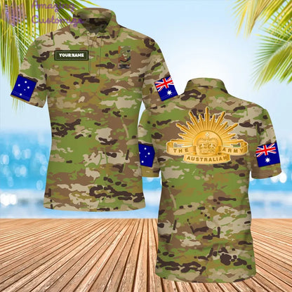Personalized Australia Soldier/ Veteran Camo With Name And Rank POLO 3D Printed - 0206230004-D04