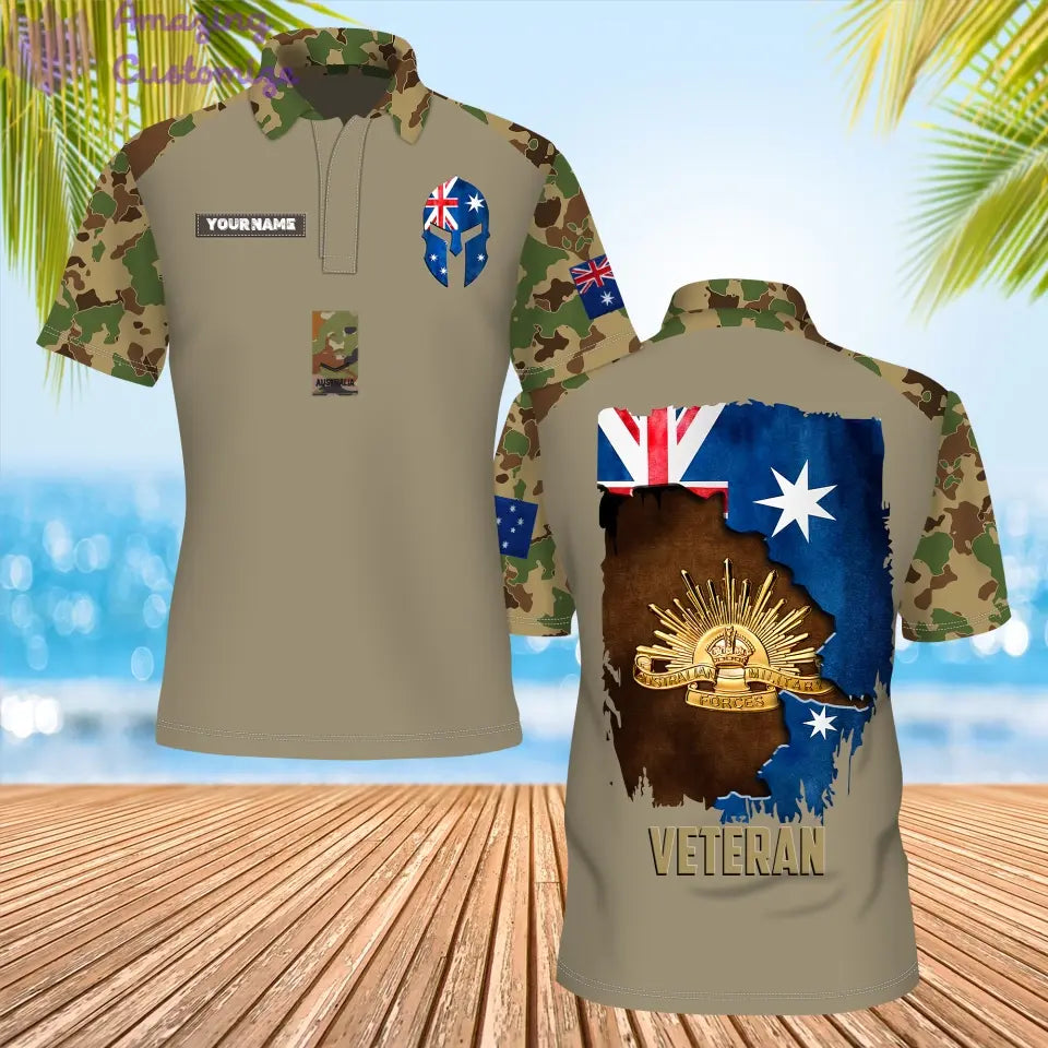 Personalized Australia Soldier/ Veteran Camo With Name And Rank POLO 3D Printed - 0206230005-D04