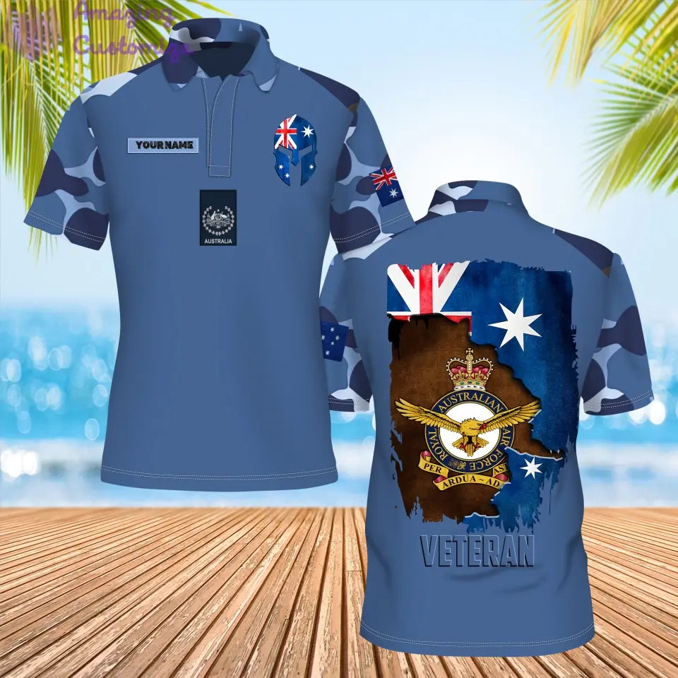 Personalized Australia Soldier/ Veteran Camo With Name And Rank POLO 3D Printed - 0206230005-D04