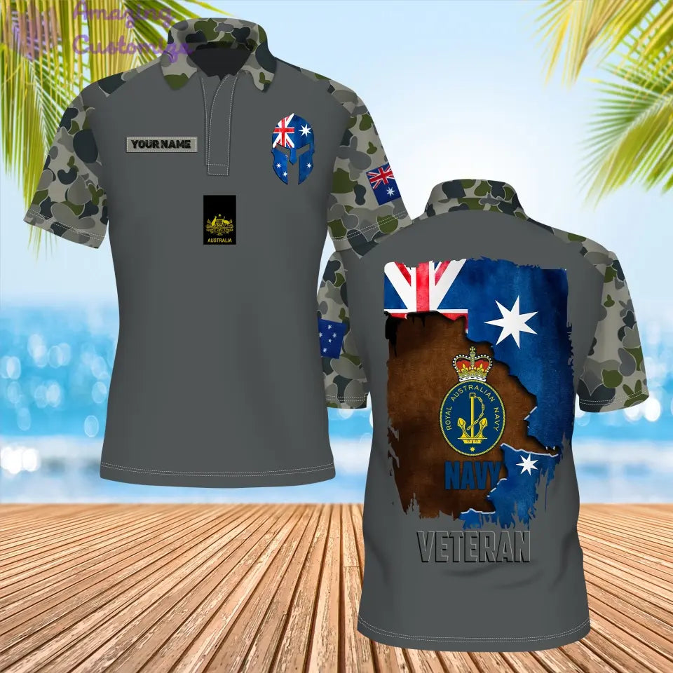 Personalized Australia Soldier/ Veteran Camo With Name And Rank POLO 3D Printed - 0206230005-D04
